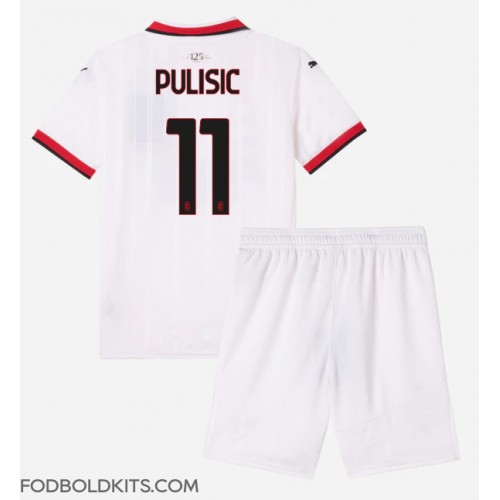 AC Milan Christian Pulisic #11 Udebanesæt Børn 2024-25 Kortærmet (+ Korte bukser)